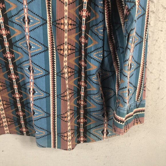 Vintage Saddlebrook Western Shirt Mens Extra Large Blue Tan Aztec Tribal Cowboy - Picture 11 of 16
